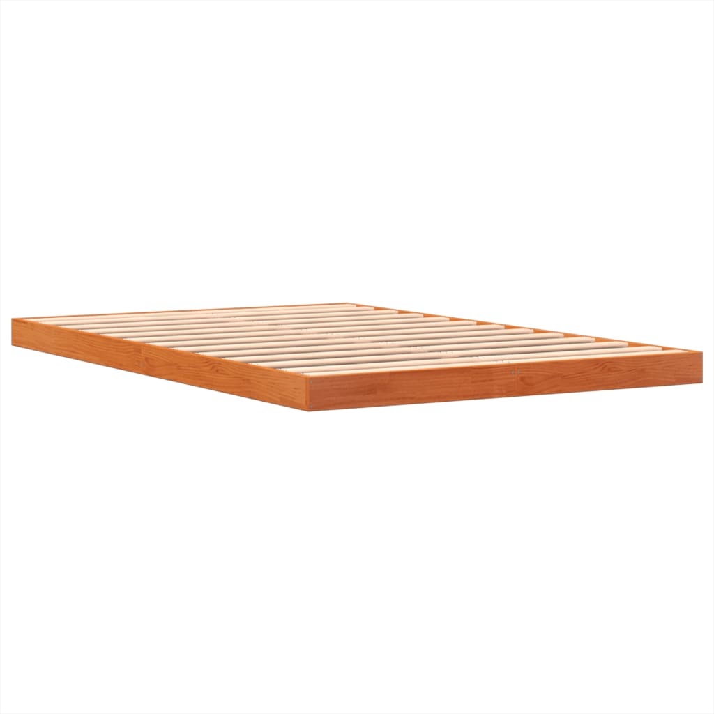 vidaXL Cama sin colchón madera maciza de pino marrón cera 140x200 cm