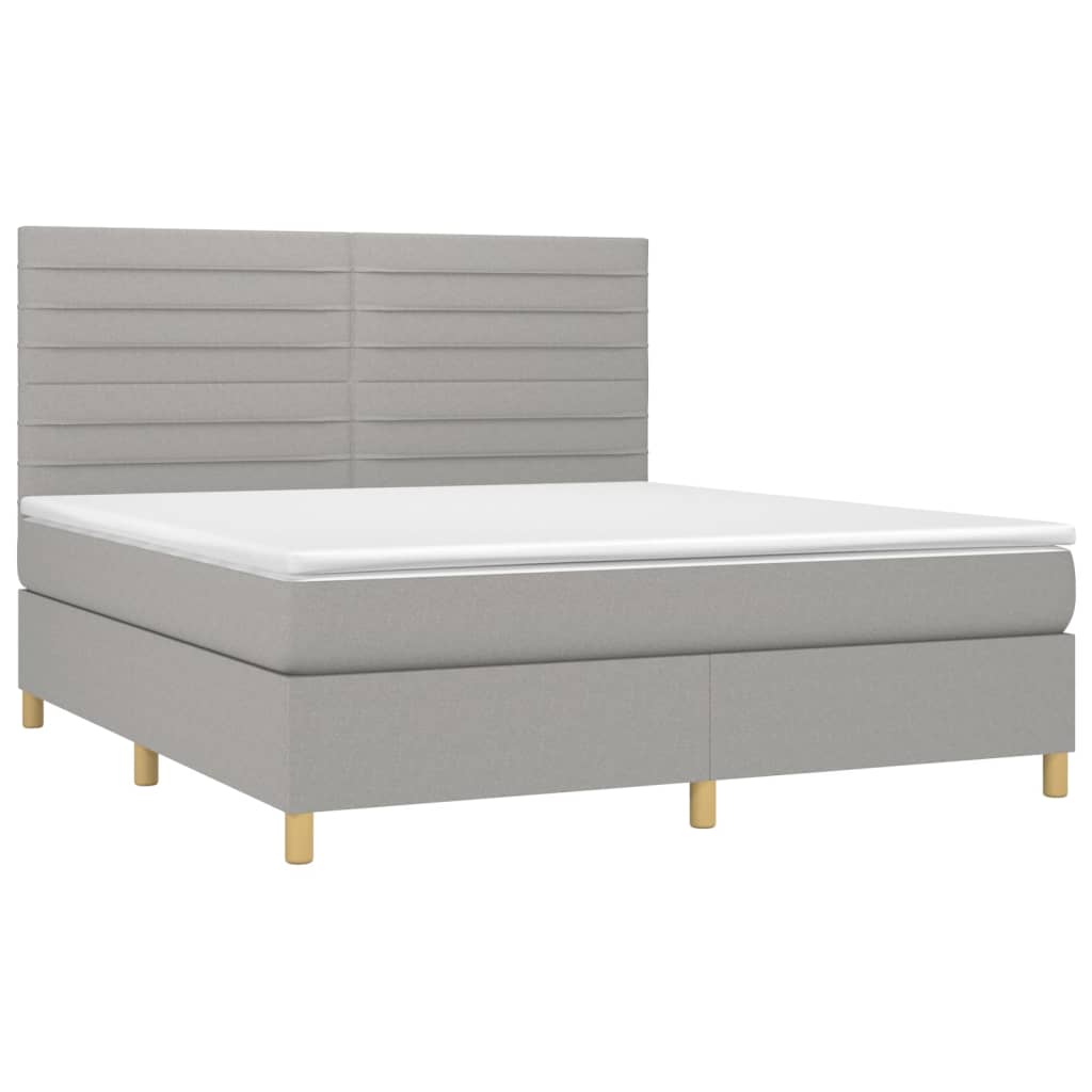 vidaXL Cama box spring con colchón tela gris claro 180x200 cm