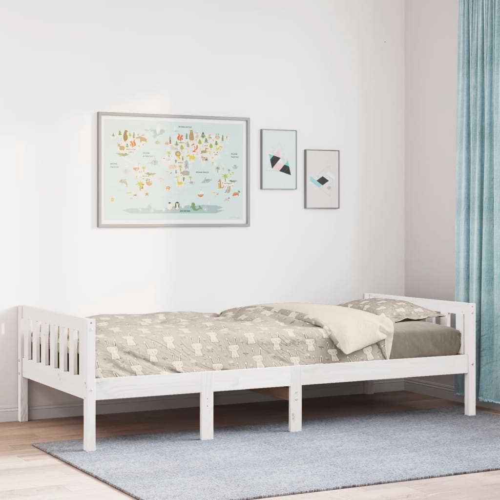 vidaXL Cama para niños sin colchón madera maciza pino blanca 75x190 cm