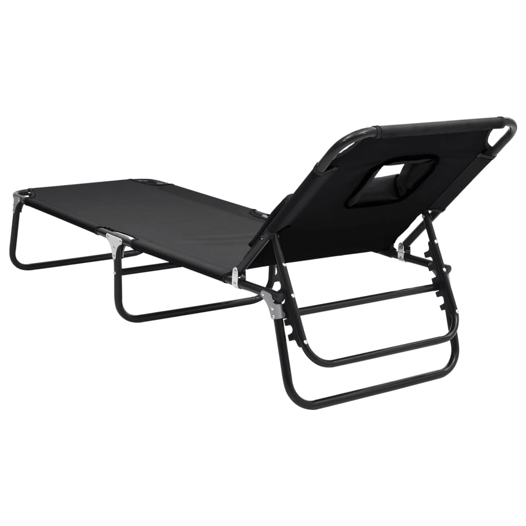 vidaXL Tumbona plegable acero recubrimiento en polvo tela Oxford negro