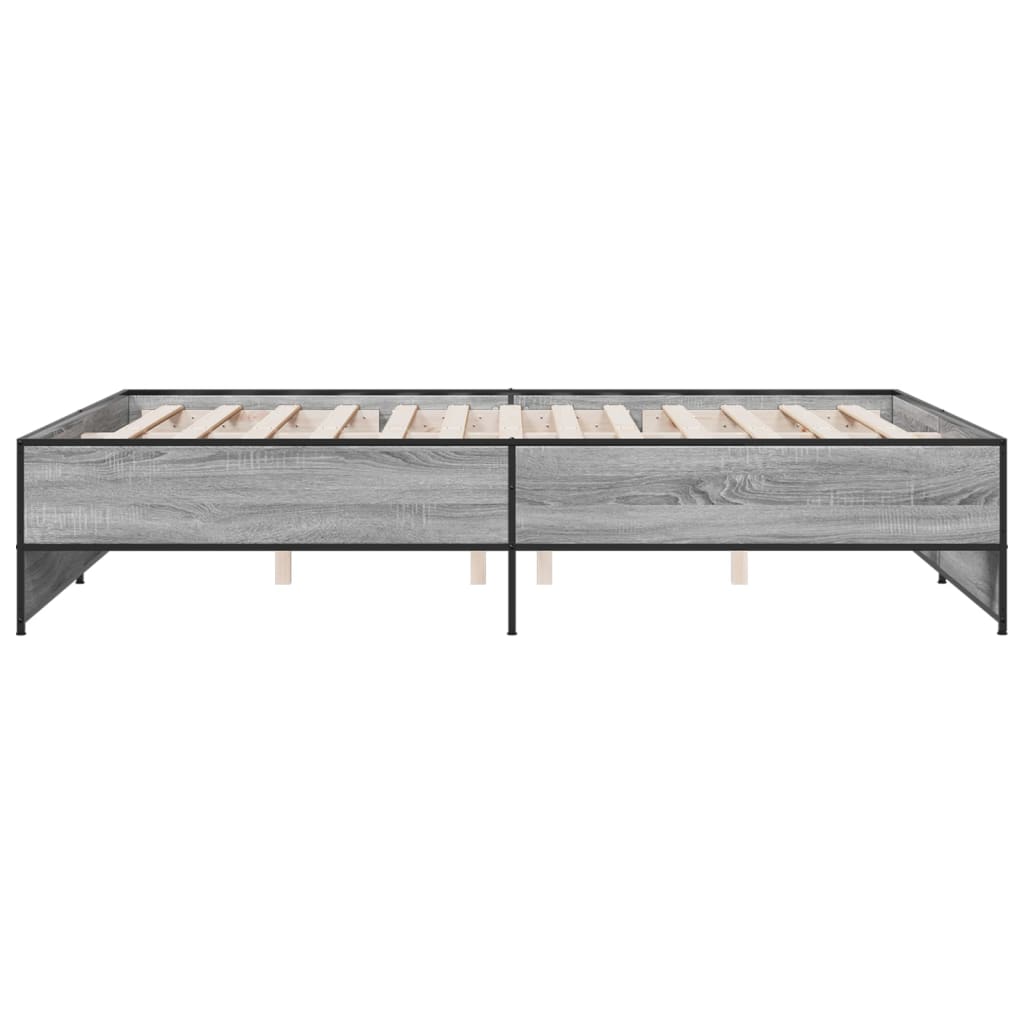 vidaXL Estructura cama madera ingeniería metal gris Sonoma 140x200 cm