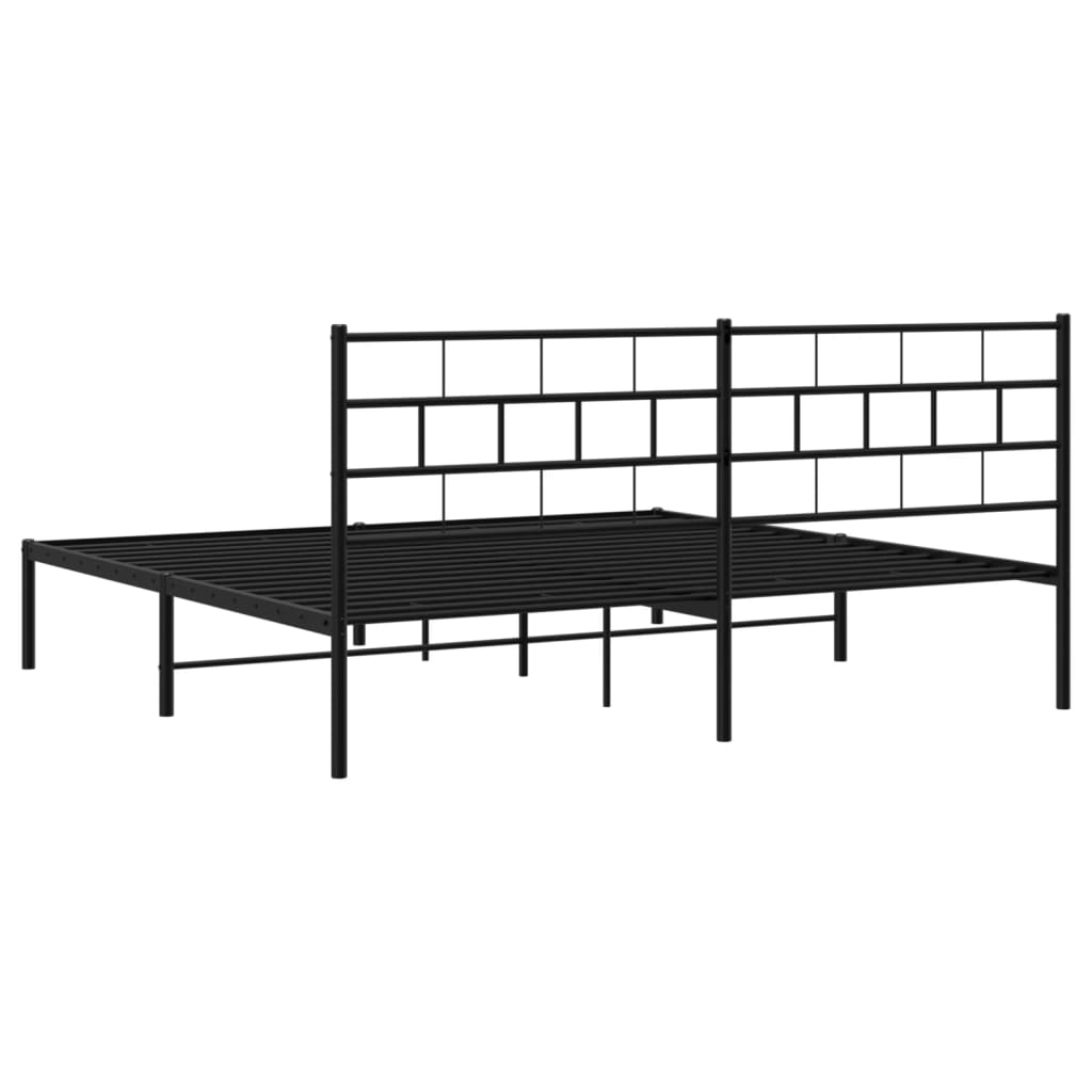 vidaXL Estructura cama sin colchón con cabecero metal negro 183x213 cm