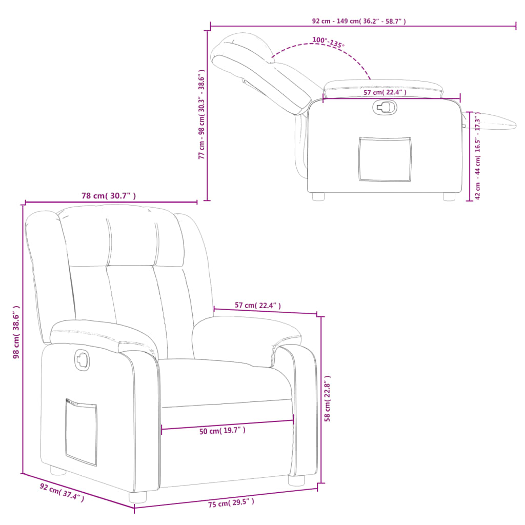 vidaXL Sillón reclinable de tela gris claro