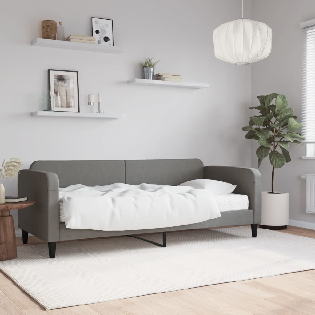 vidaXL Sofá cama con colchón tela gris oscuro 80x200 cm