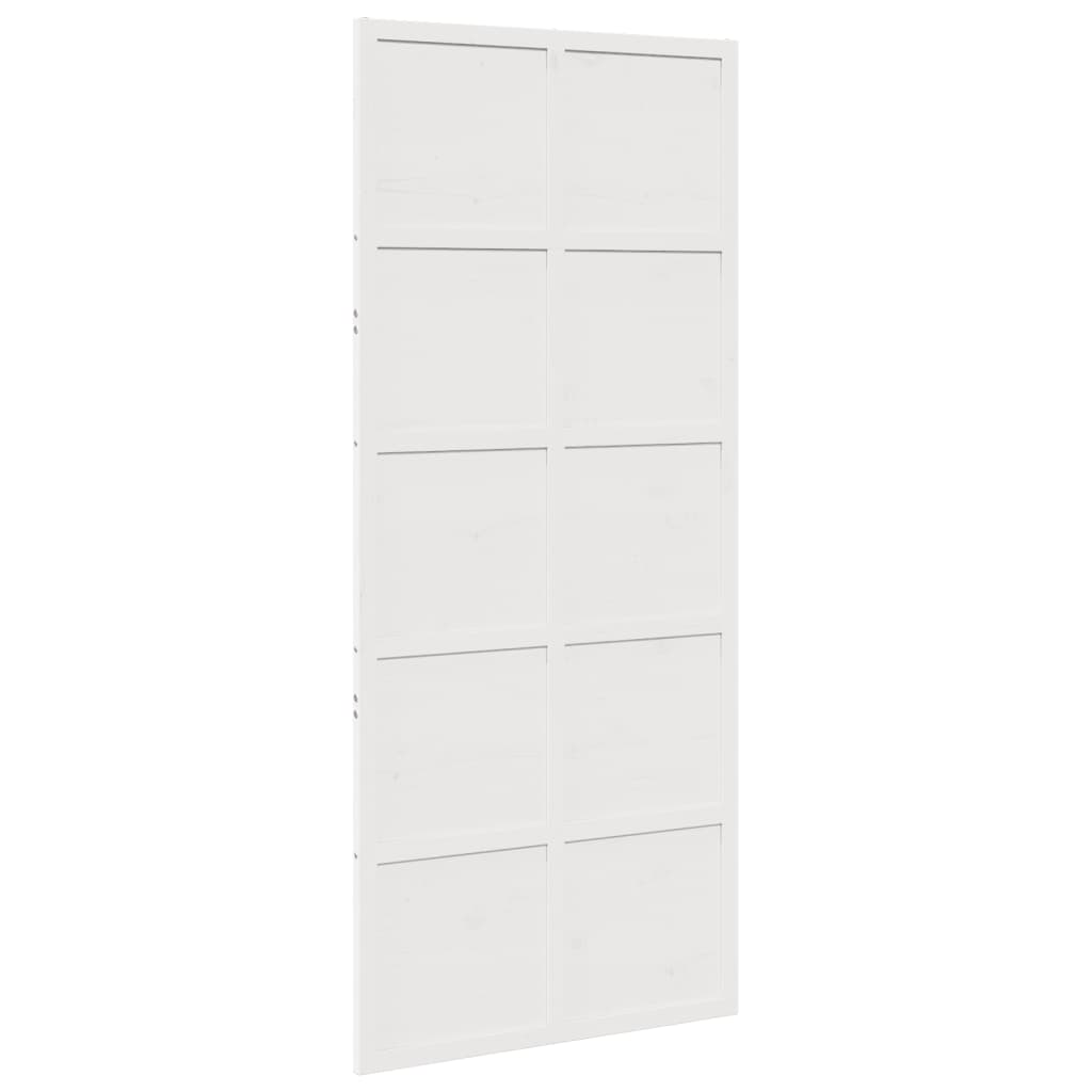 vidaXL Puerta de granero madera maciza pino blanca 90x208 cm