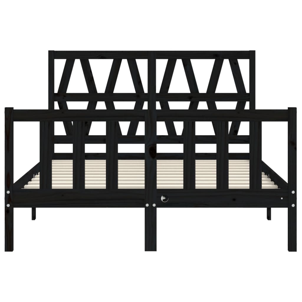 vidaXL Estructura de cama con cabecero madera maciza negro 140x190 cm