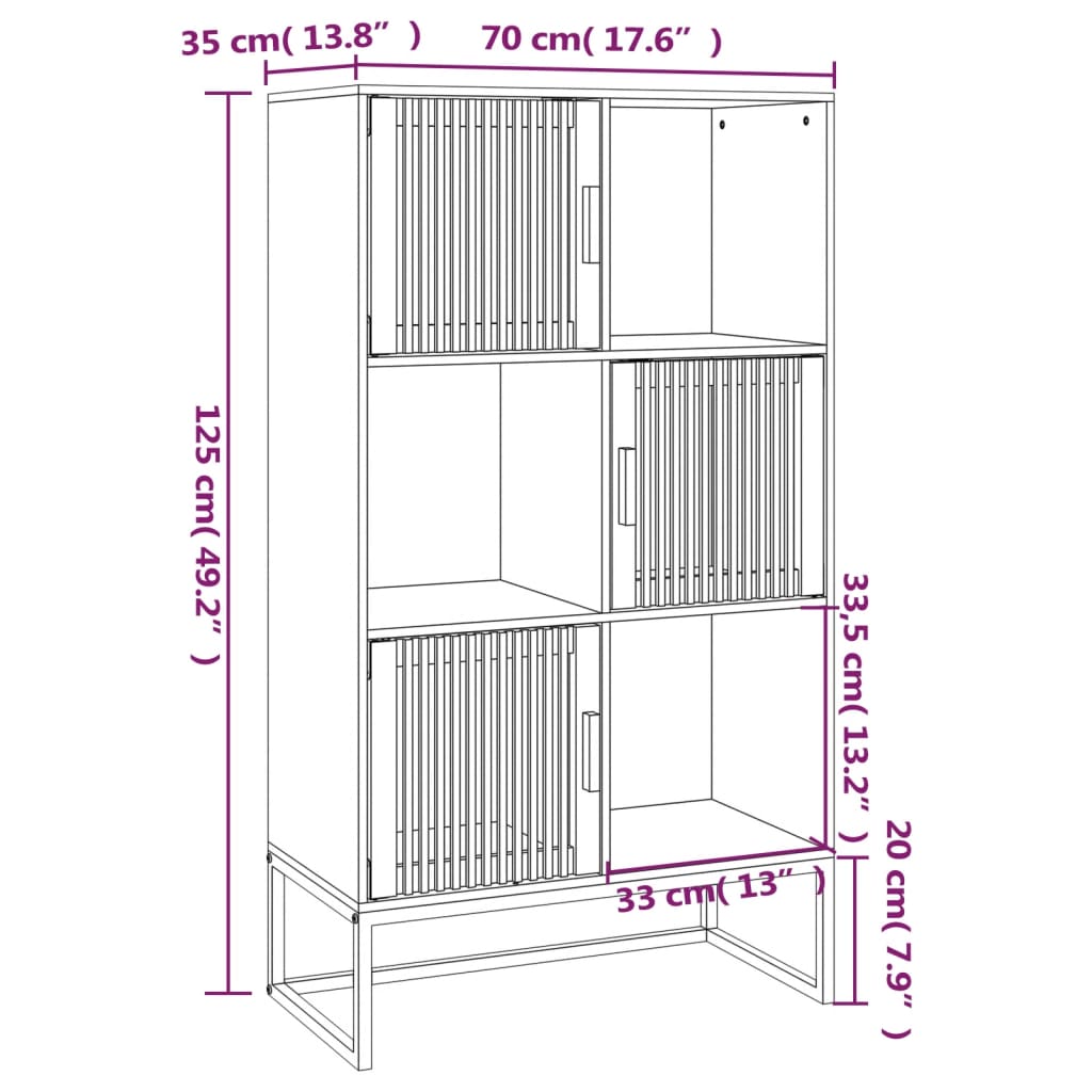 vidaXL Aparador alto madera contrachapada blanco 70x35x125 cm