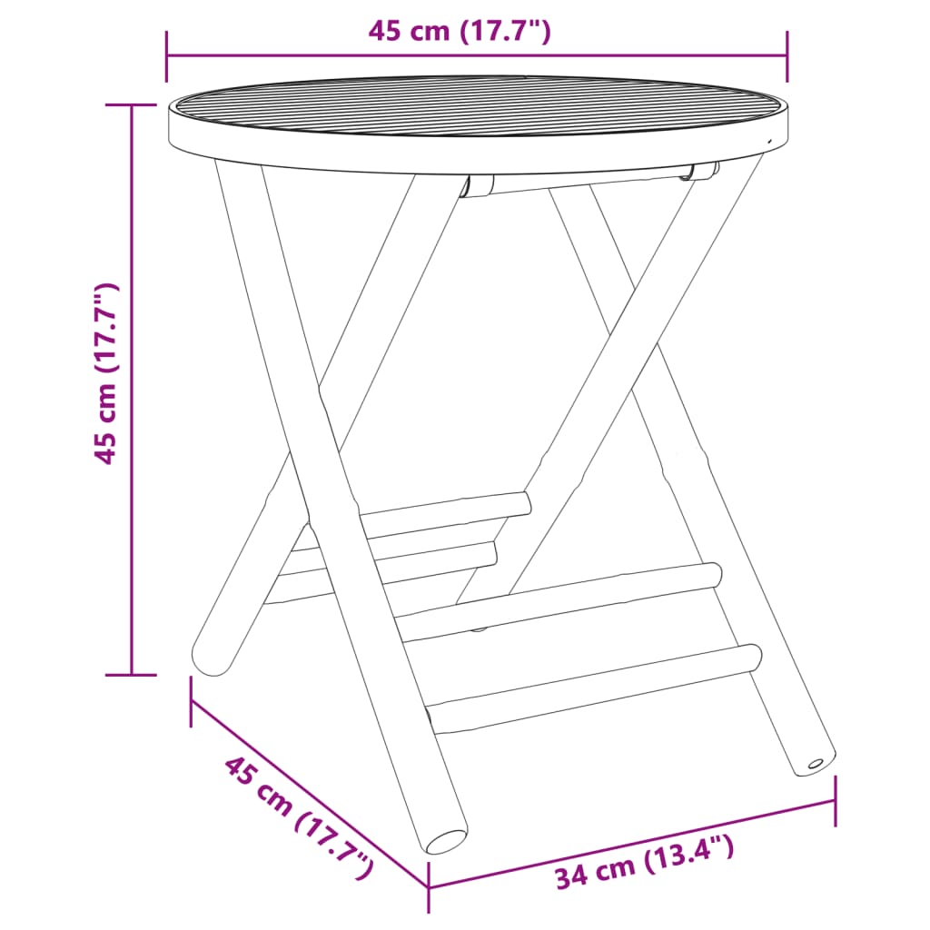 vidaXL Juego de mesa y sillas de jardín 3 piezas bambú