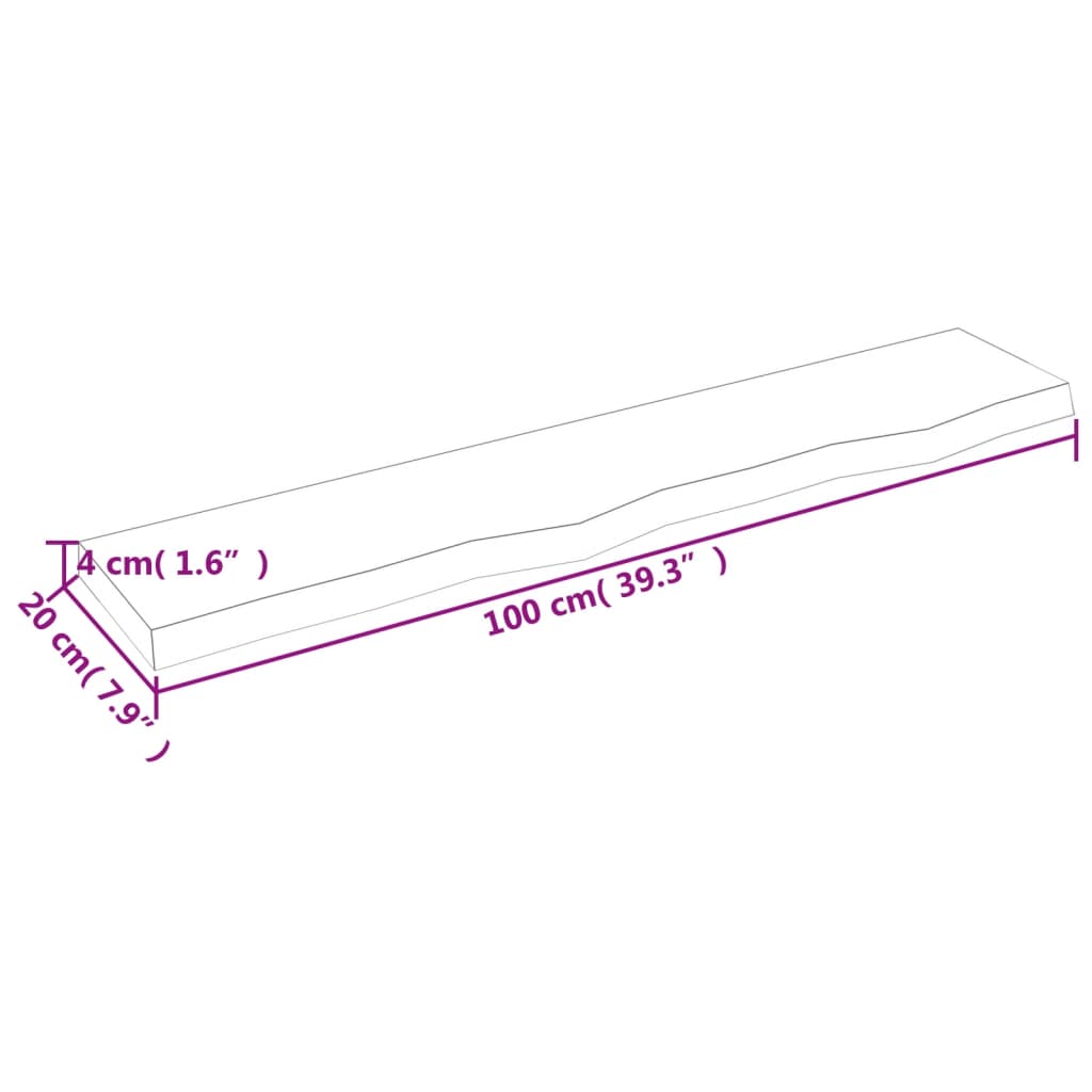 vidaXL Estante de pared madera roble tratada marrón claro 100x20x4 cm