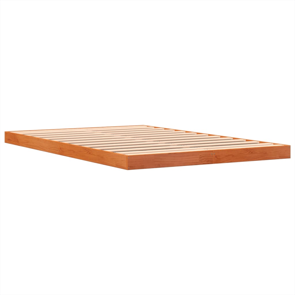 vidaXL Cama sin colchón madera maciza de pino marrón cera 140x200 cm