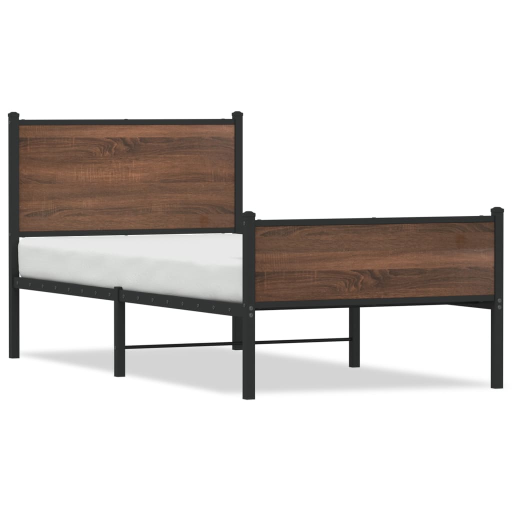 vidaXL Estructura de cama sin colchón metal marrón roble 80x200 cm