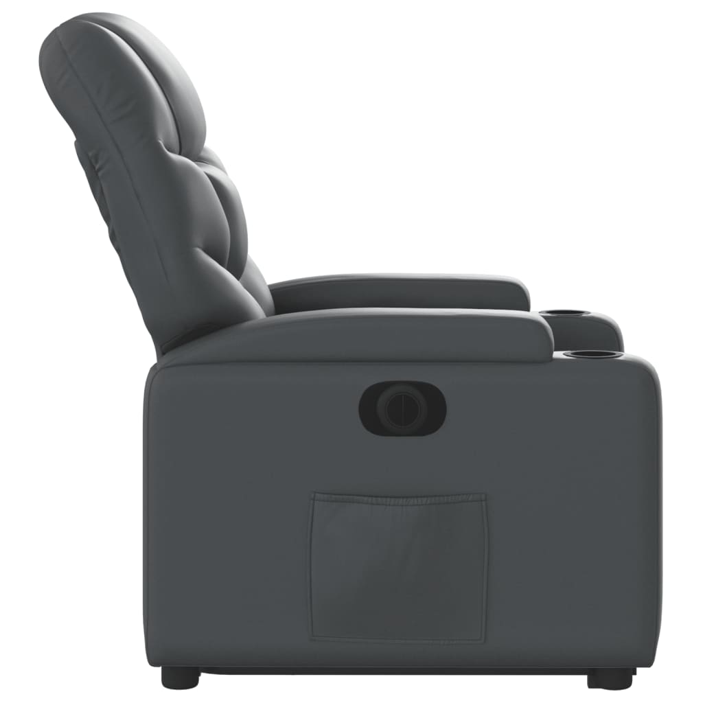 vidaXL Sillón reclinable elevable eléctrico de cuero sintético gris