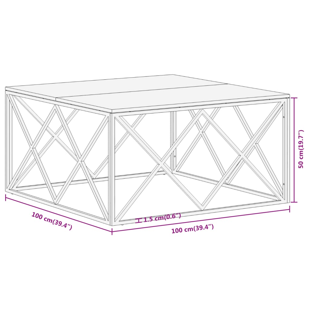 vidaXL Mesa de centro acero inoxidable plateado y madera maciza acacia