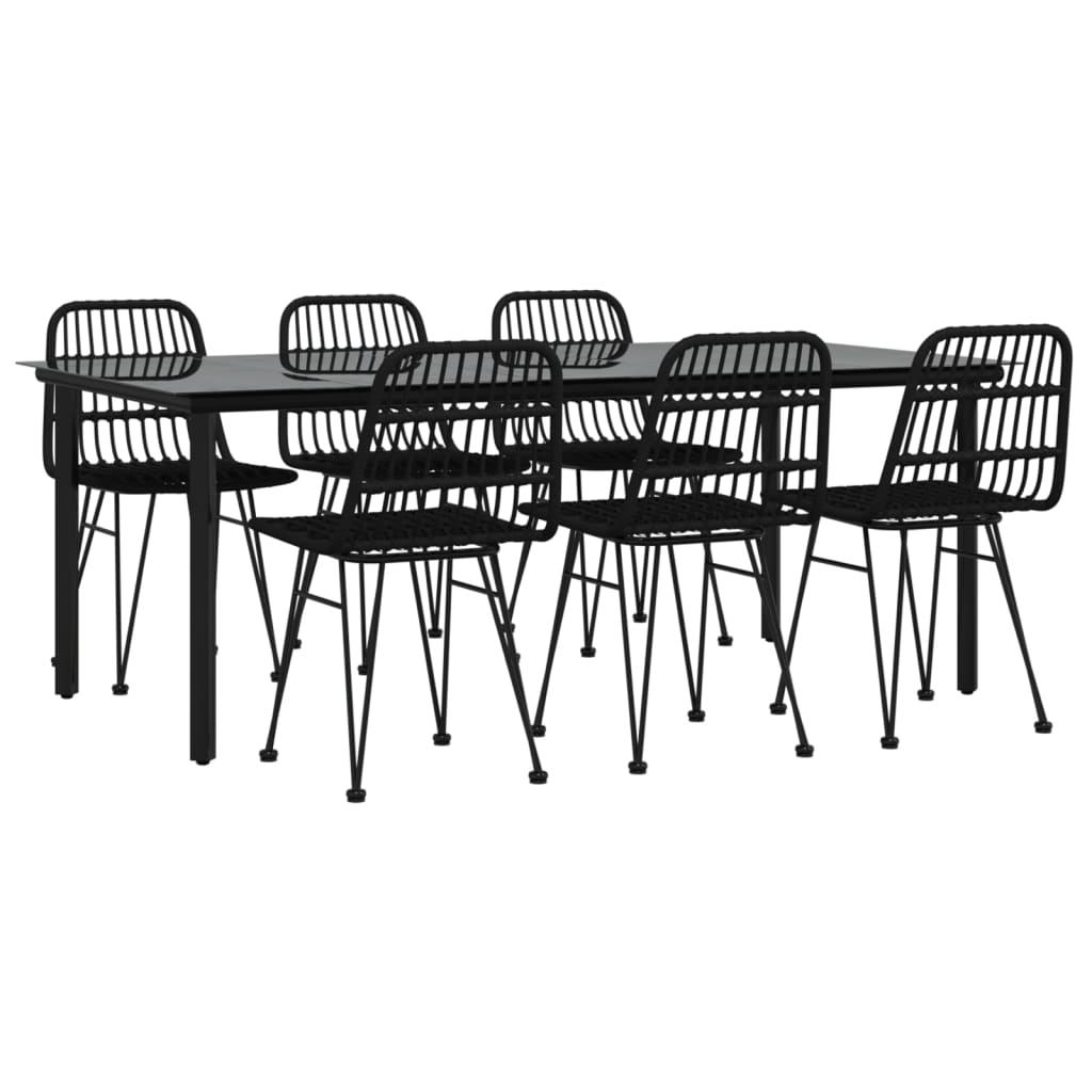 vidaXL Juego de comedor de jardín 7 piezas ratán sintético negro