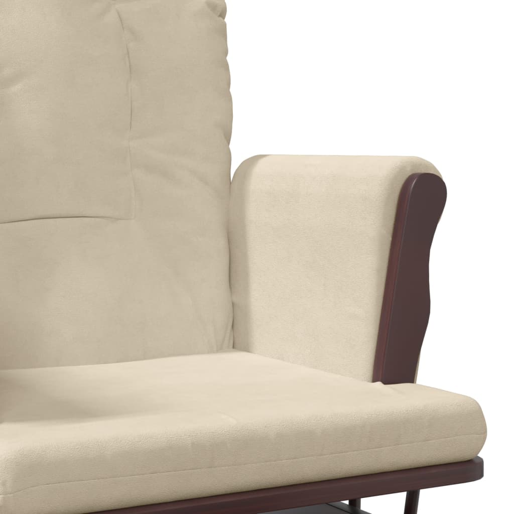 vidaXL Sillón con taburete tela crema 60 cm – Bechester