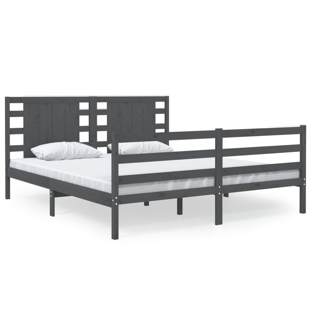 vidaXL Estructura de cama de madera maciza de pino gris 140x190 cm