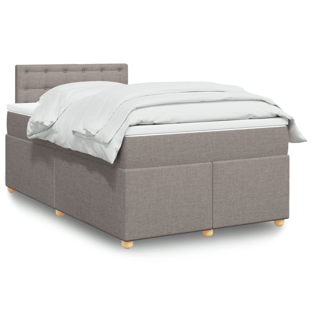 vidaXL Cama box spring con colchón tela gris taupe 120x200 cm