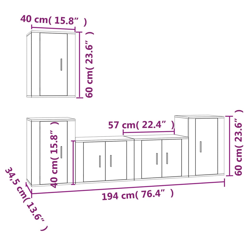 vidaXL Set de muebles para TV 5 piezas madera contrachapada blanco