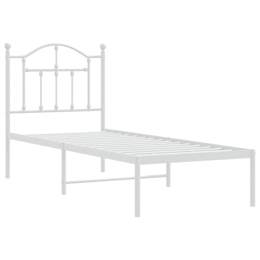 vidaXL Estructura de cama de metal con cabecero blanco 75x190 cm