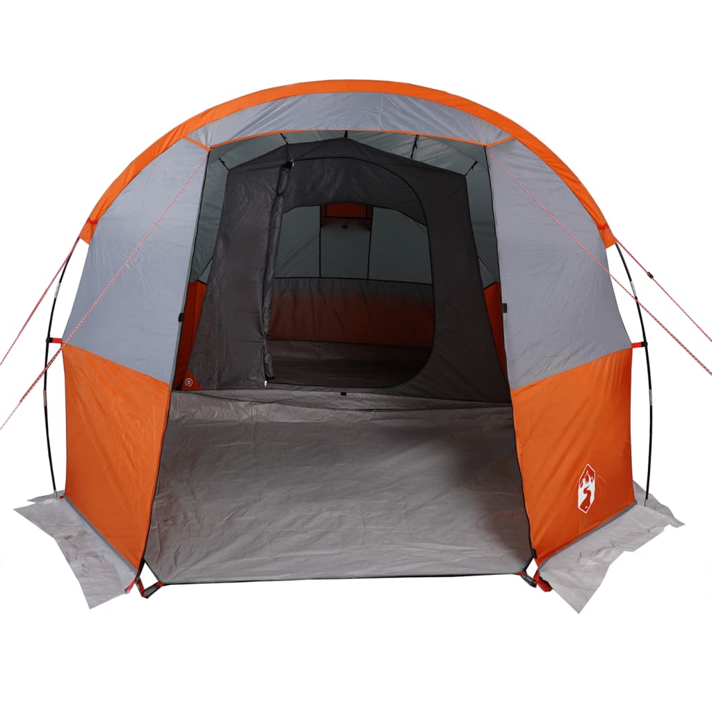 vidaXL Tienda de camping con túnel 4 personas impermeable gris naranja