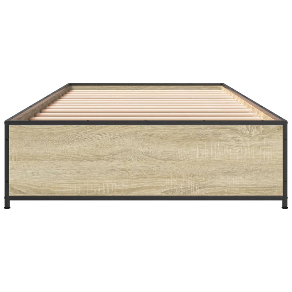 vidaXL Estructura cama madera ingeniería metal roble Sonoma 75x190 cm