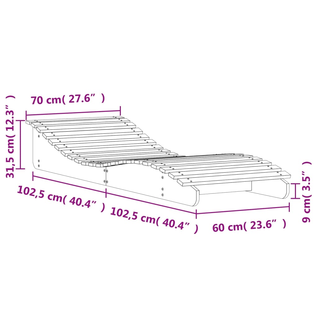 vidaXL Tumbona de madera maciza Douglas 205x70x31,5 cm