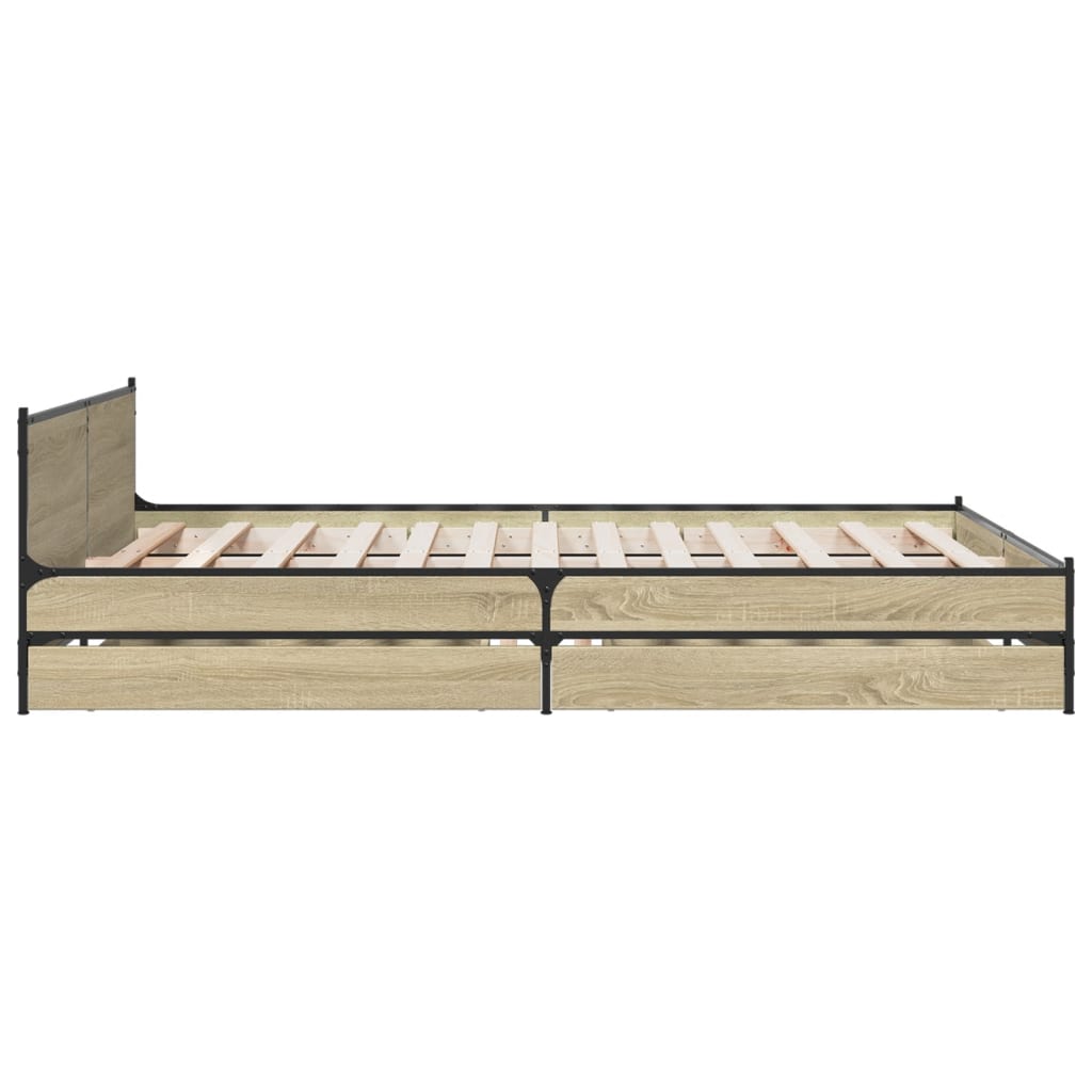 vidaXL Cama con cajones madera de ingeniería roble Sonoma 120x190 cm