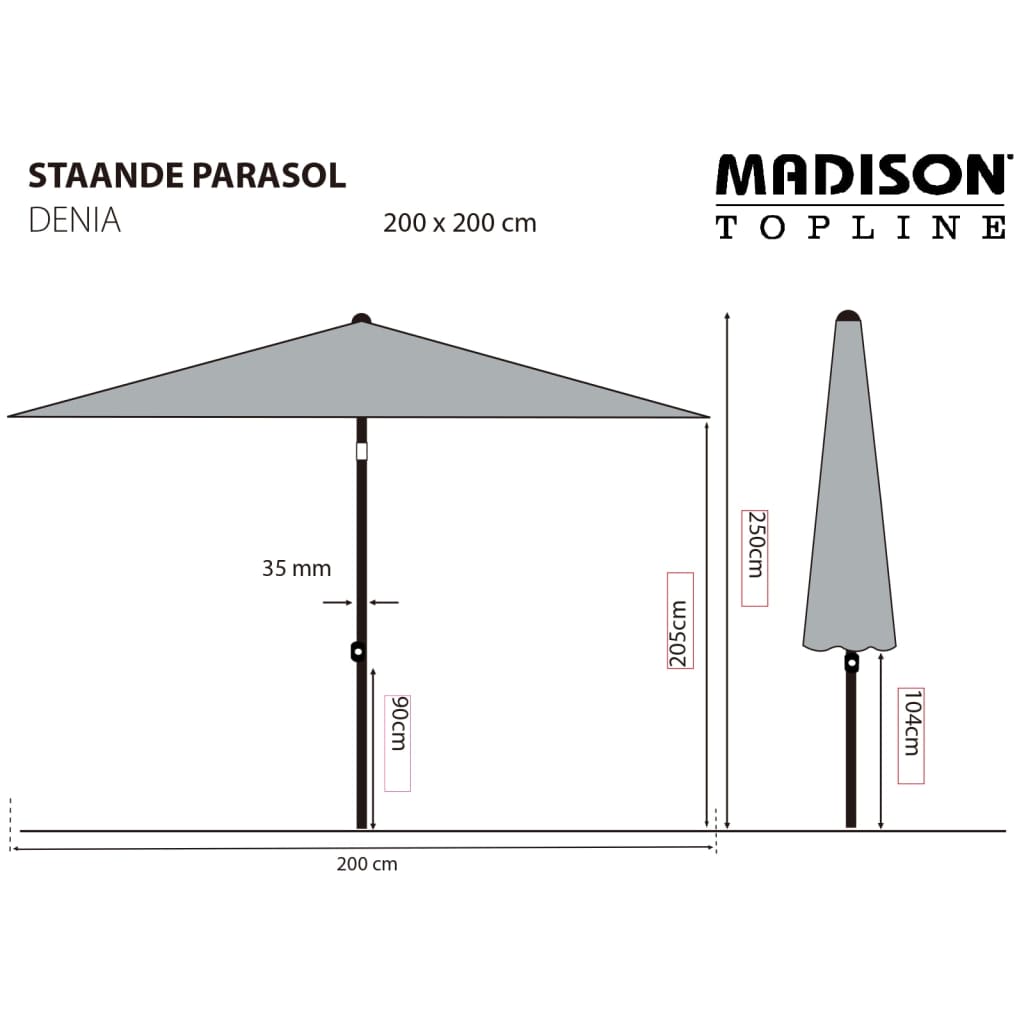 Madison Sombrilla de jardín Denia color crudo 200x200 cm