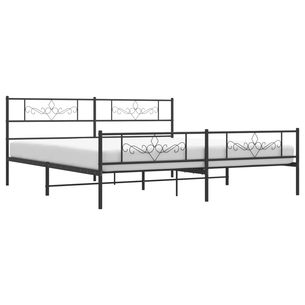 vidaXL Estructura cama sin colchón con estribo metal negro 193x203 cm