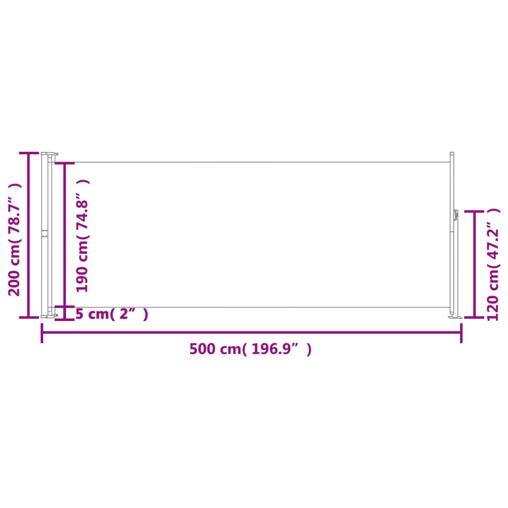 vidaXL Toldo lateral retráctil para patio rojo 220x500 cm