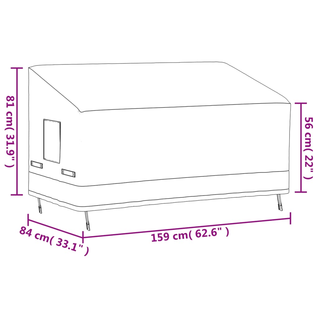 vidaXL Cubierta de banco de 3 plazas Oxford 600D beige 159x84x56/81 cm