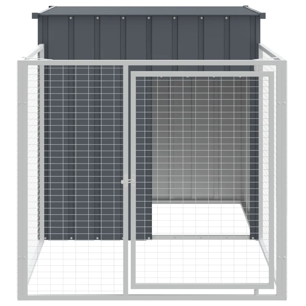 vidaXL Caseta perros con corral acero galvanizado gris 110x201x110 cm