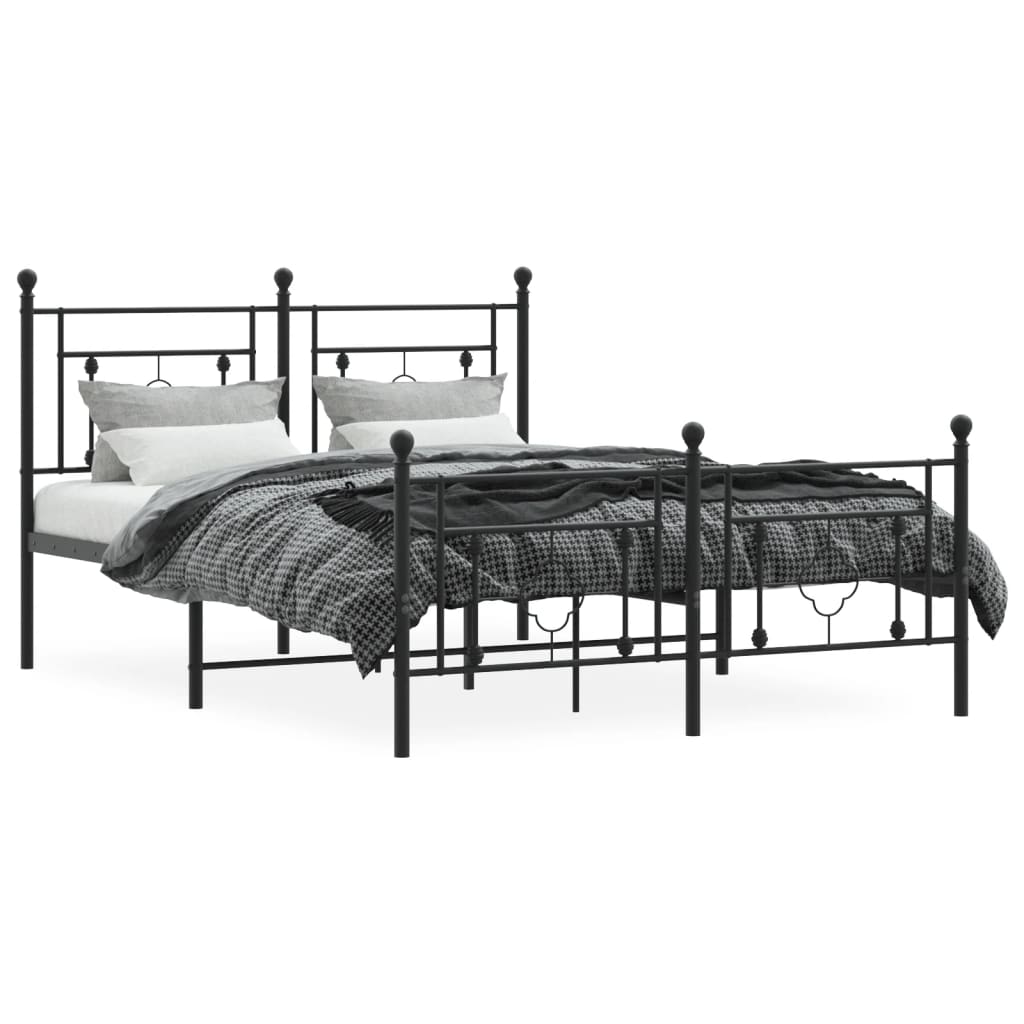 vidaXL Estructura cama sin colchón con estribo metal negro 135x190 cm