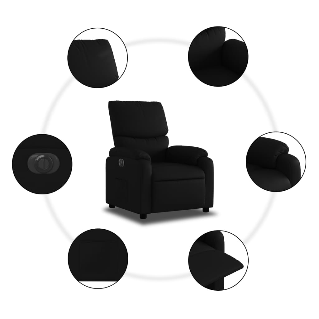 vidaXL Sillón reclinable eléctrico de cuero sintético negro