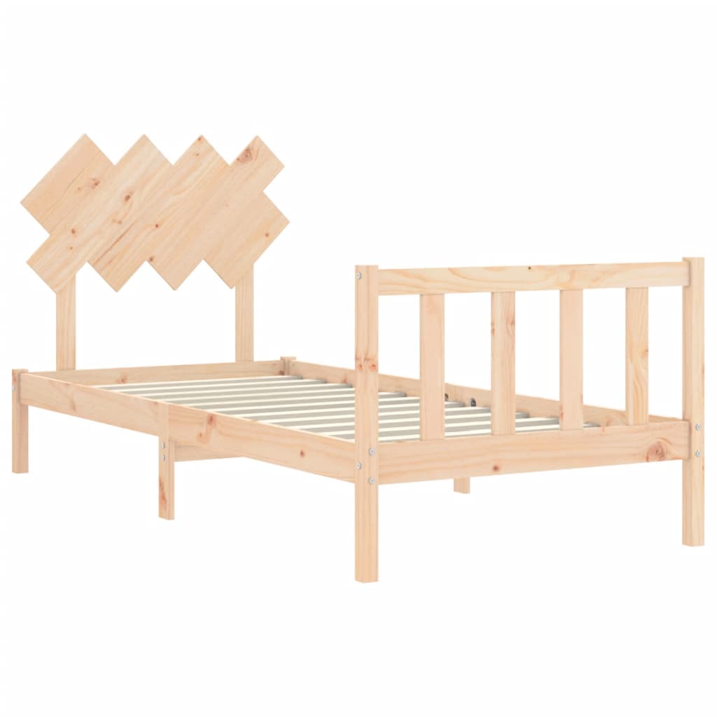 vidaXL Estructura de cama con cabecero madera maciza 90x200 cm