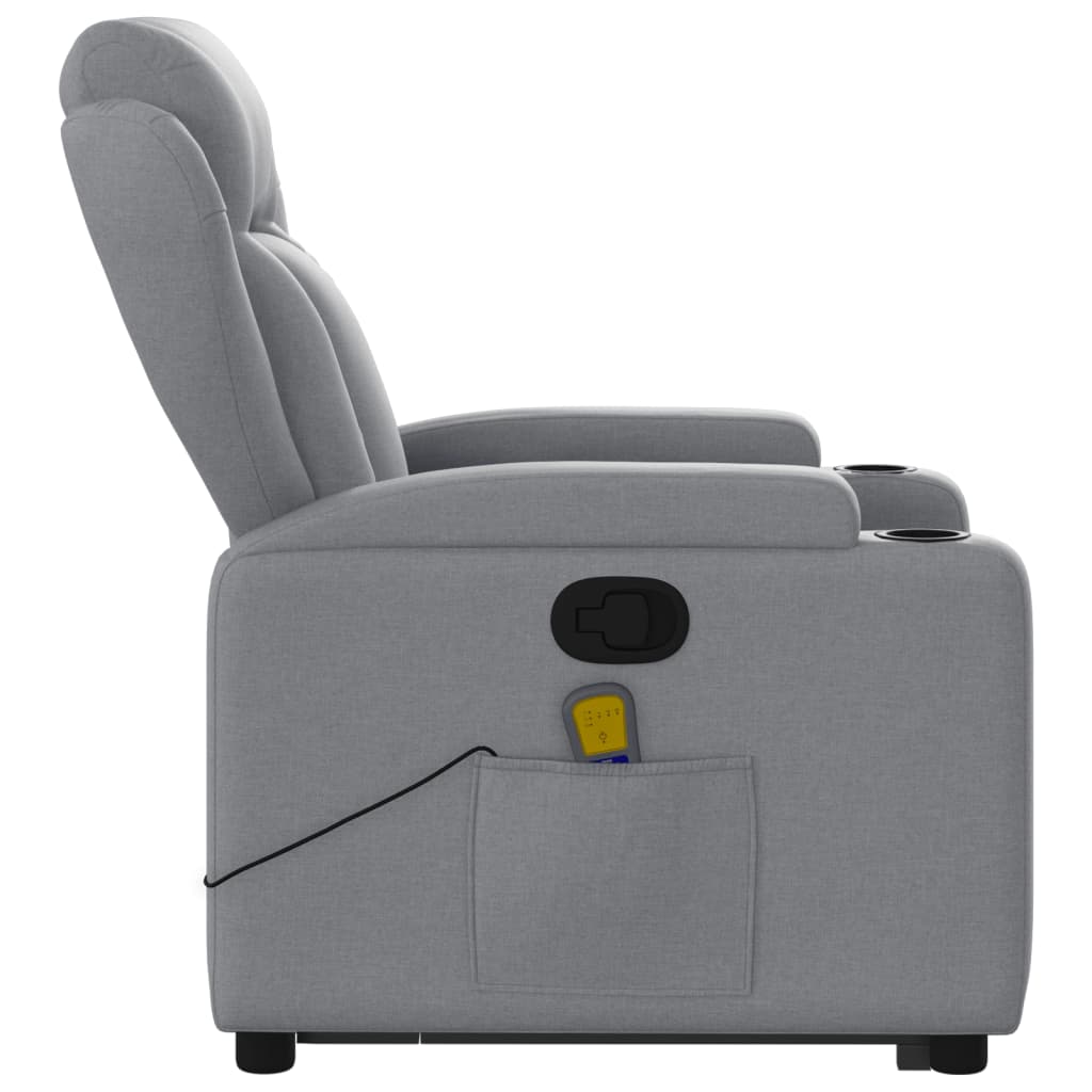 vidaXL Sillón de masaje reclinable de pie de tela gris claro