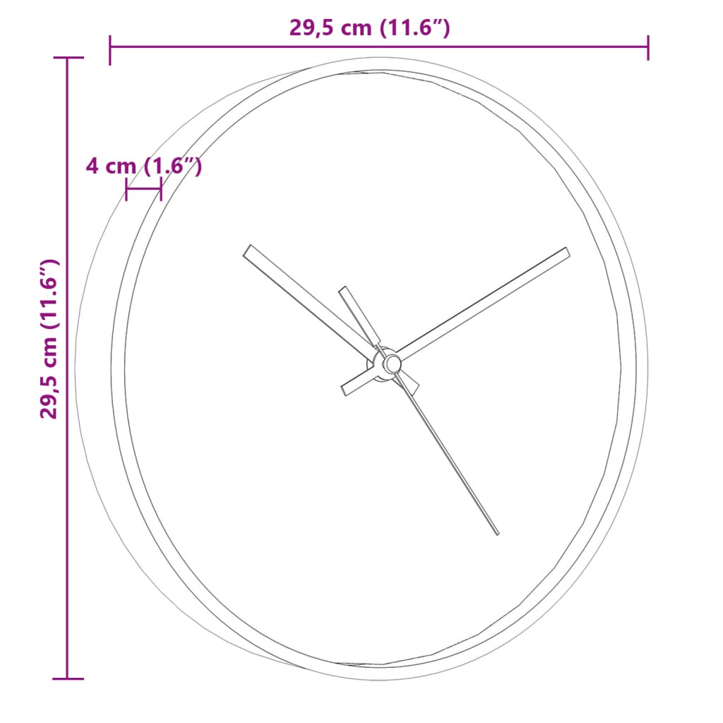 vidaXL Reloj de pared poliestireno y cristal dorado y blanco Ø29,5 cm