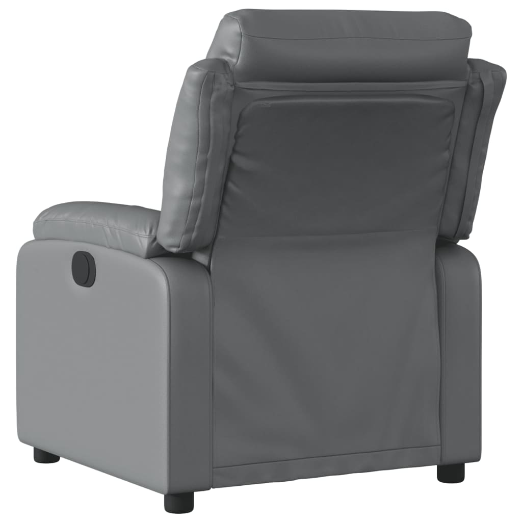 vidaXL Sillón de masaje reclinable cuero sintético gris