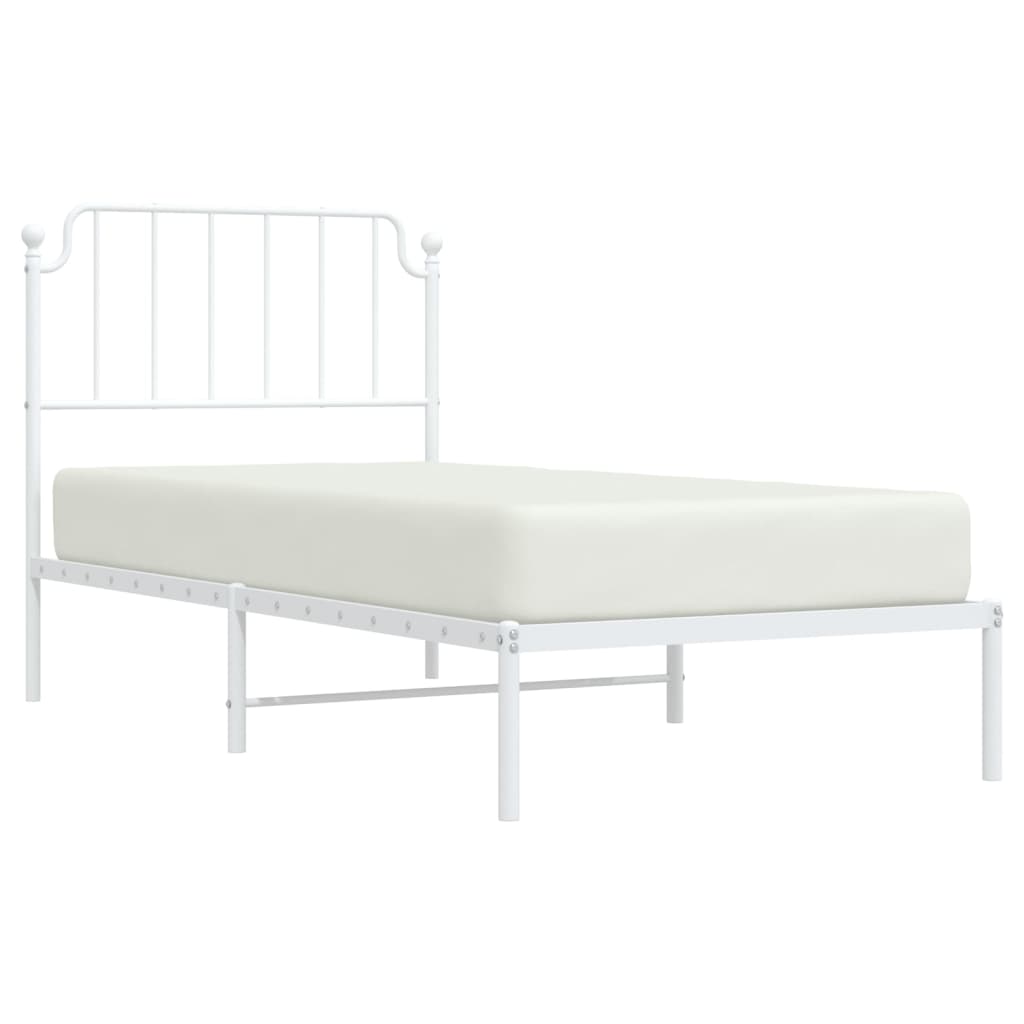 vidaXL Estructura cama sin colchón con cabecero metal blanco 90x200 cm