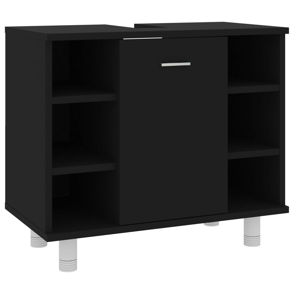 vidaXL Juego de muebles de baño 3 pzas madera ingeniería negro