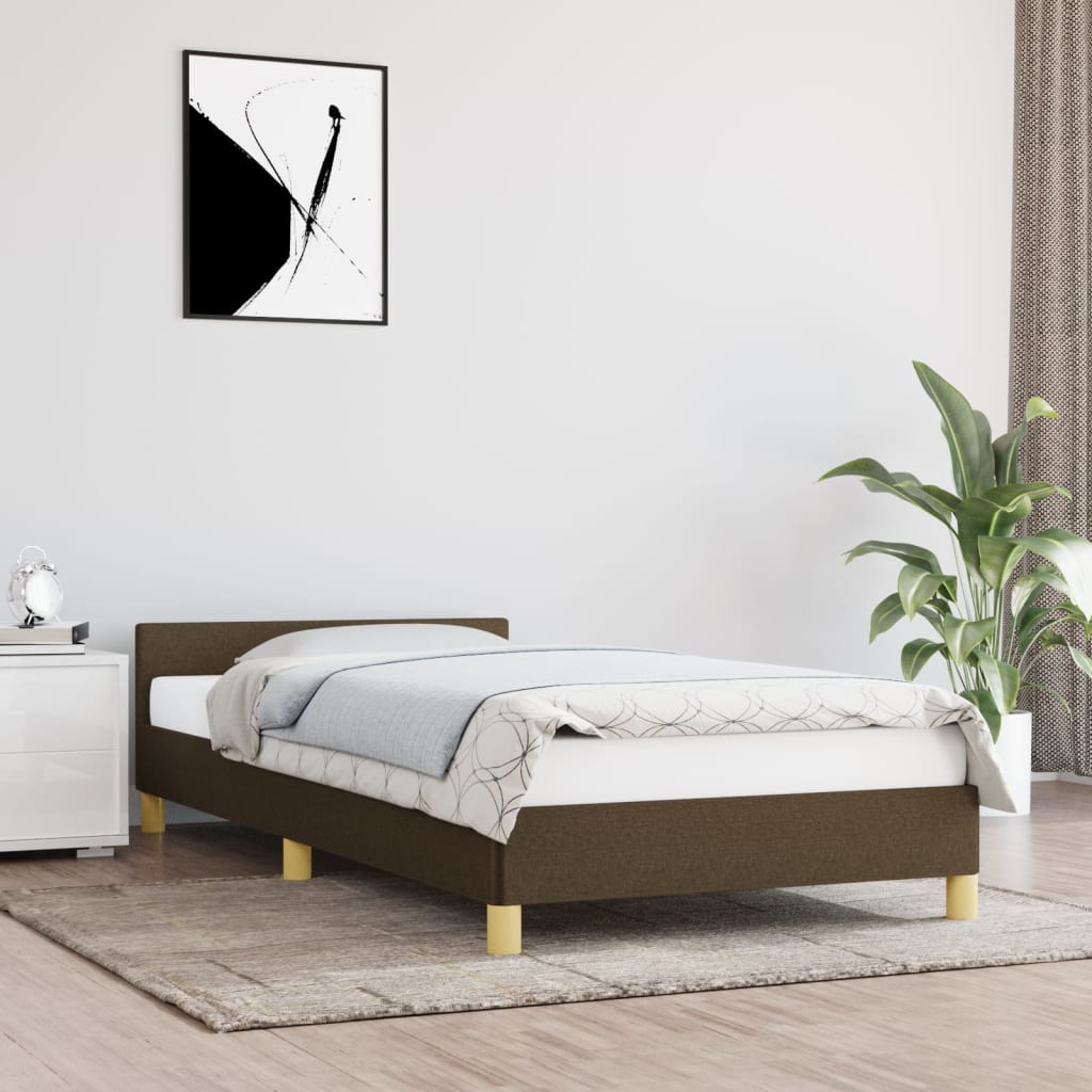 vidaXL Estructura de cama sin colchón tela marrón oscuro 90x190 cm