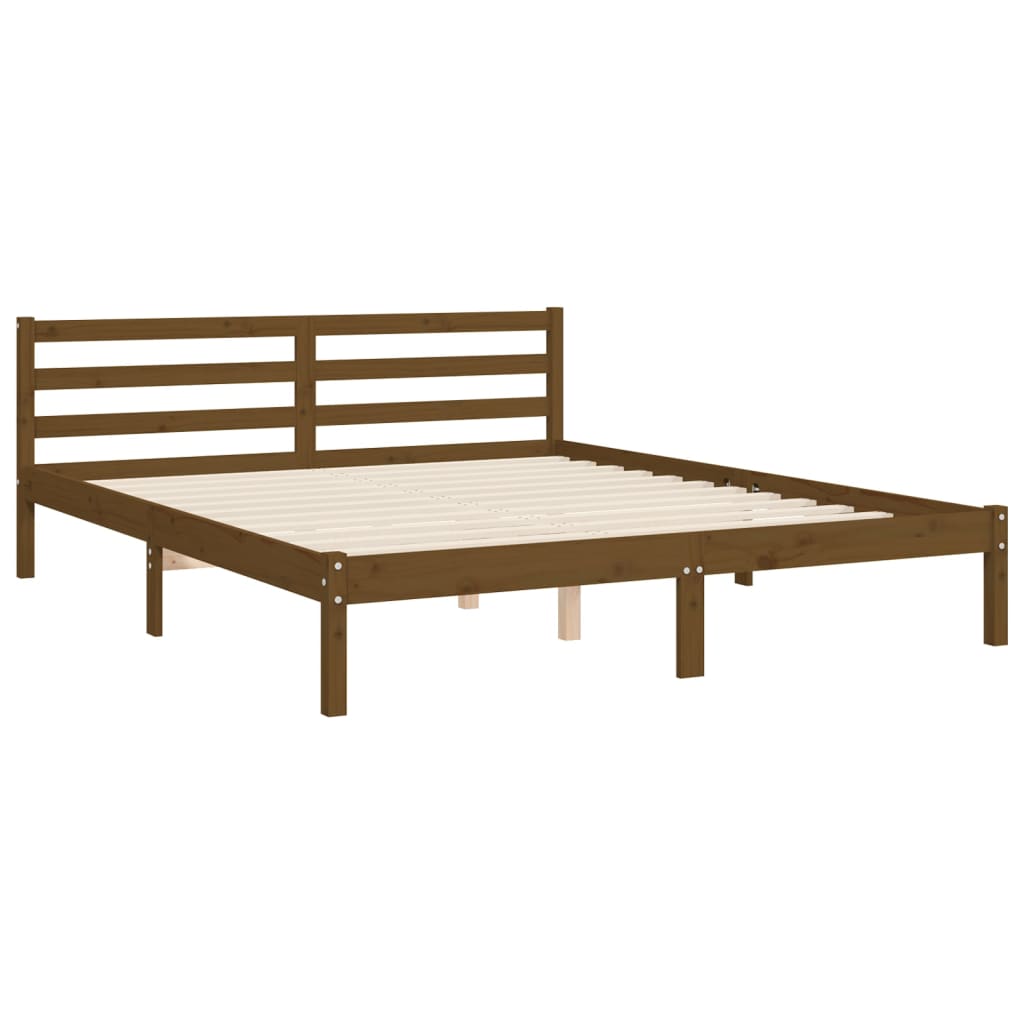 vidaXL Estructura de cama con cabecero madera marrón miel 160x200 cm