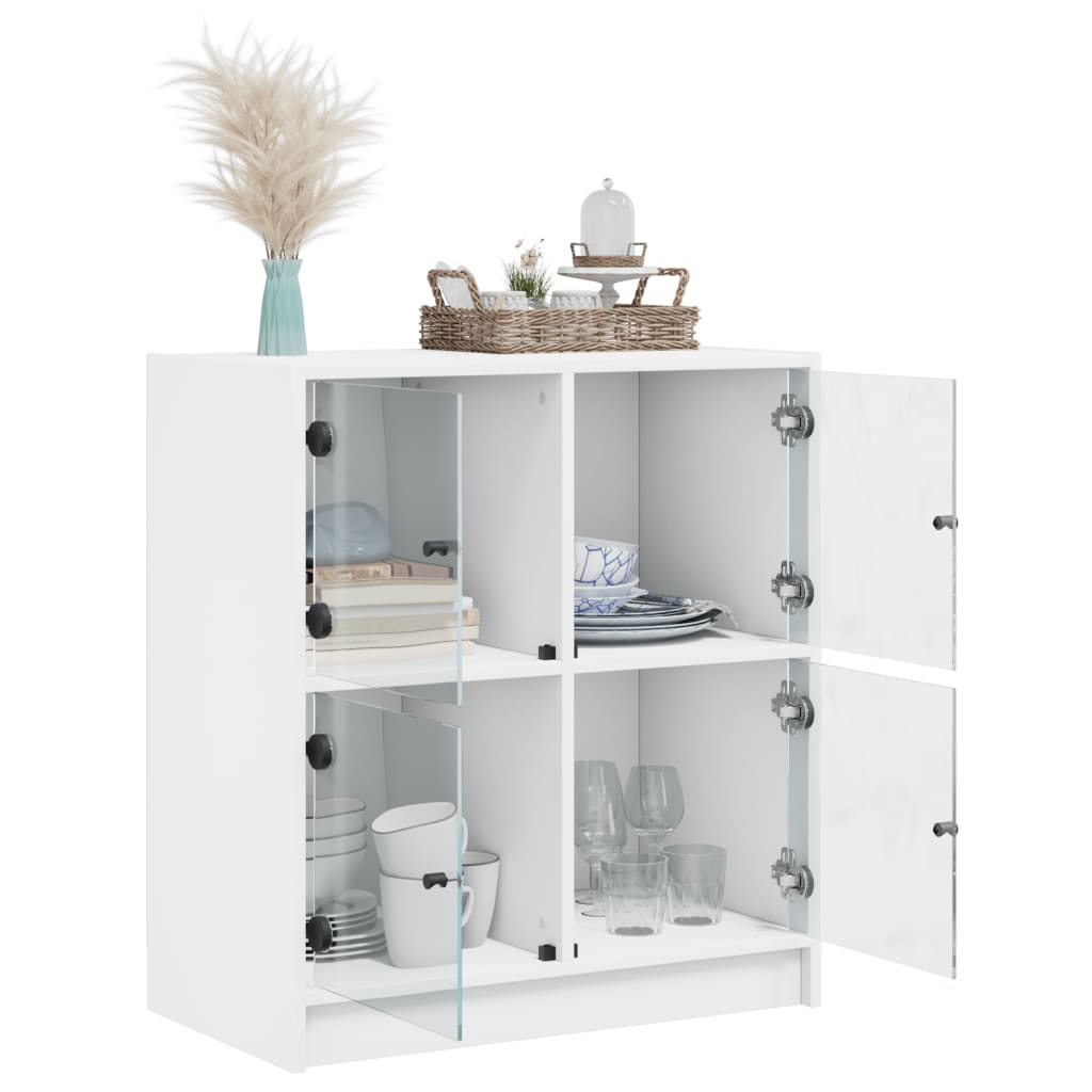 vidaXL Armario auxiliar con puertas de vidrio blanco 68x37x75,5 cm