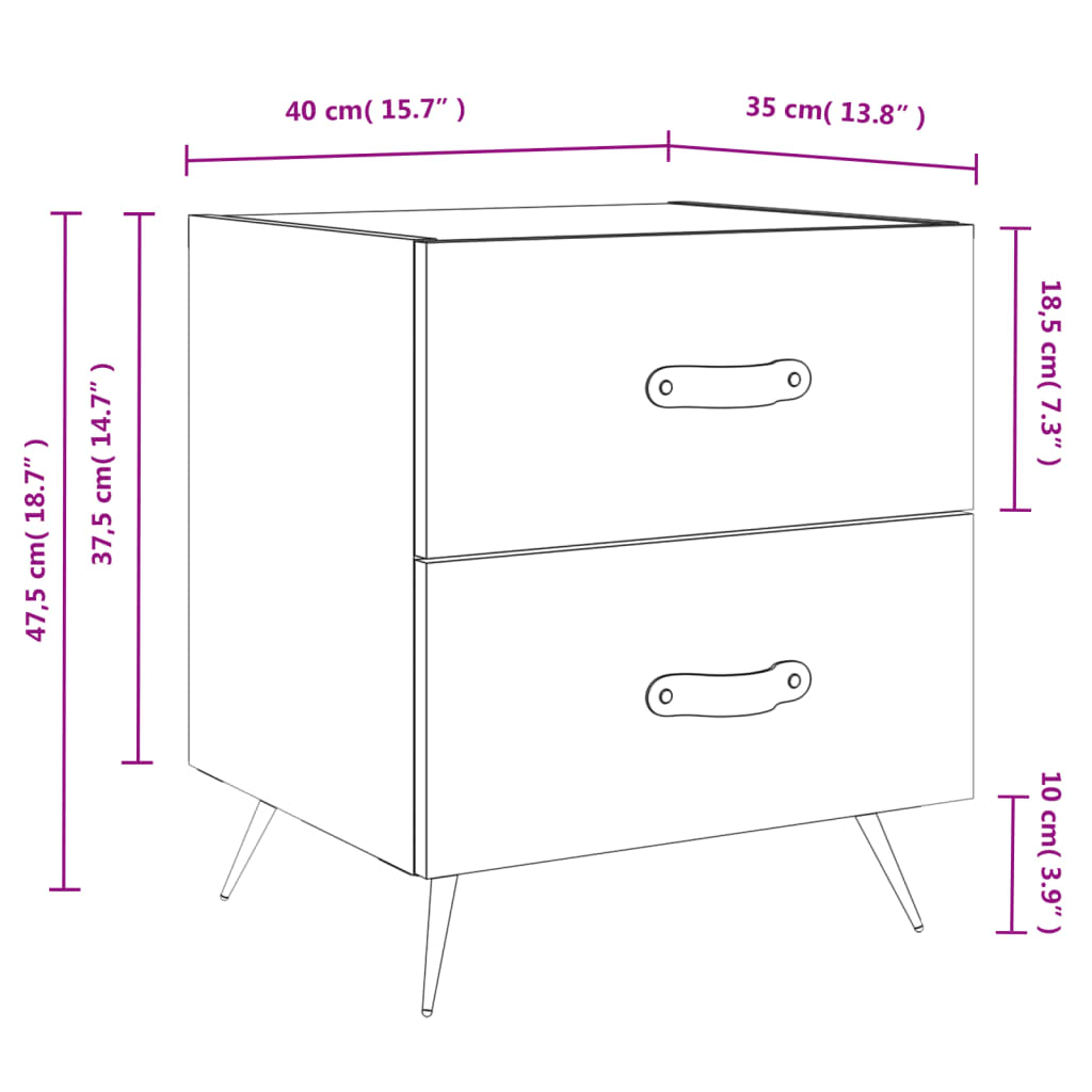 vidaXL Mesita de noche madera ingeniería gris hormigón 40x35x47,5 cm