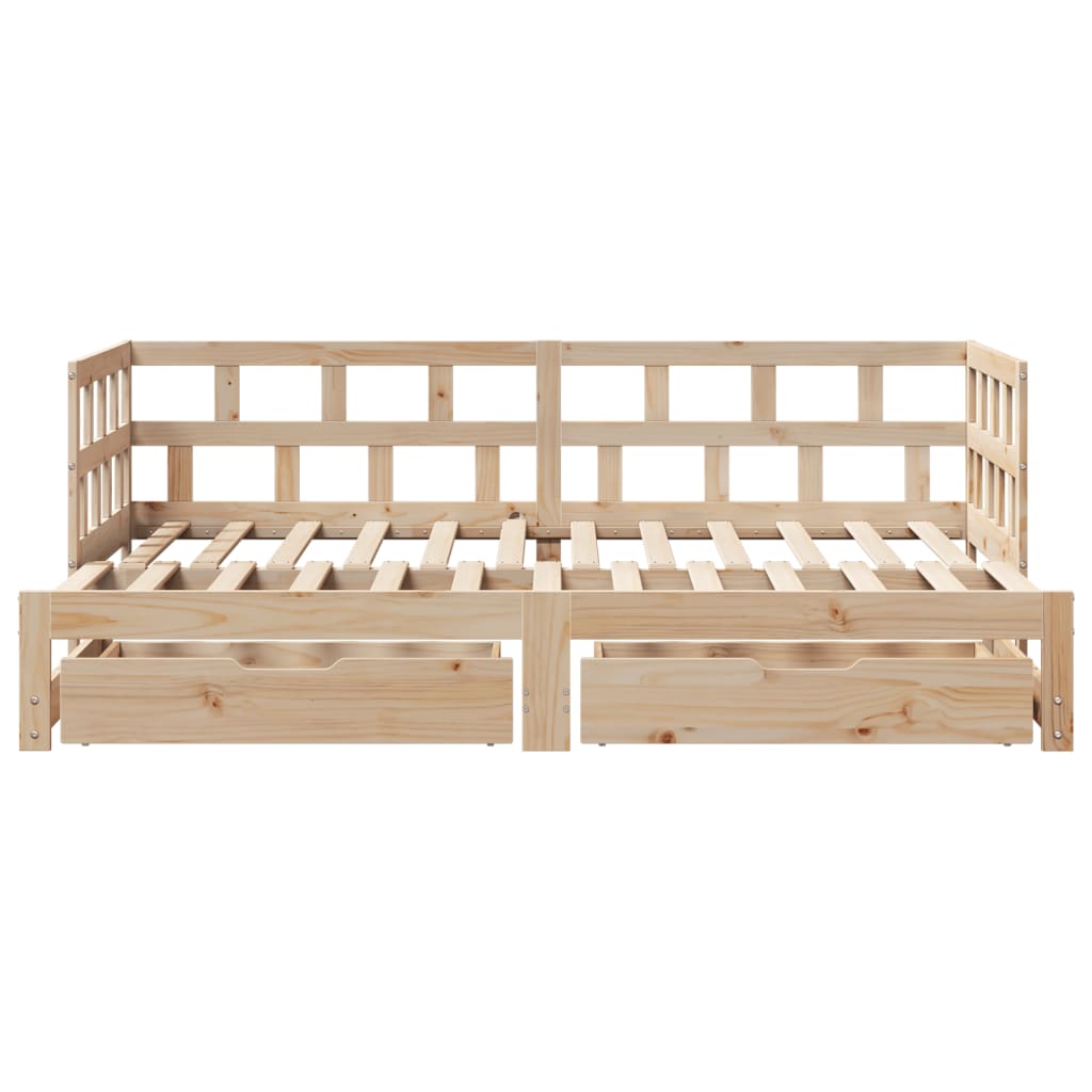 vidaXL Sofá cama nido con cajones madera maciza de pino 90x200 cm