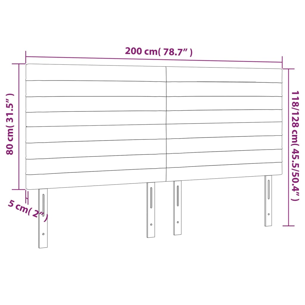 vidaXL Cabecero con luces LED terciopelo gris oscuro 200x5x118/128 cm