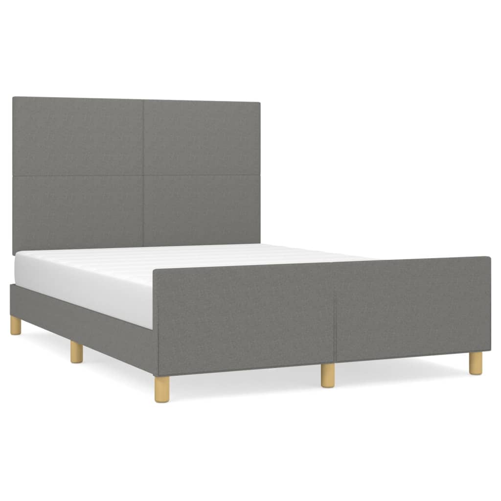 vidaXL Estructura de cama con cabecero de tela gris oscuro 140x190 cm