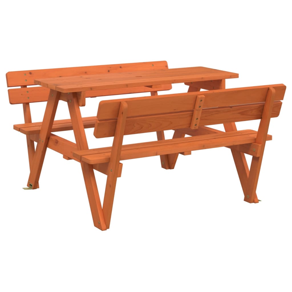 vidaXL Mesa de picnic para 4 niños agujero para sombrilla madera abeto