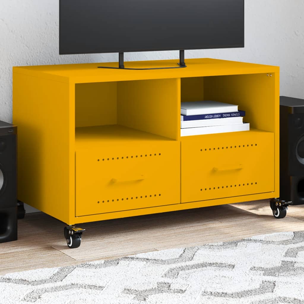 vidaXL Mueble de TV acero amarillo mostaza 68x39x43,5 cm