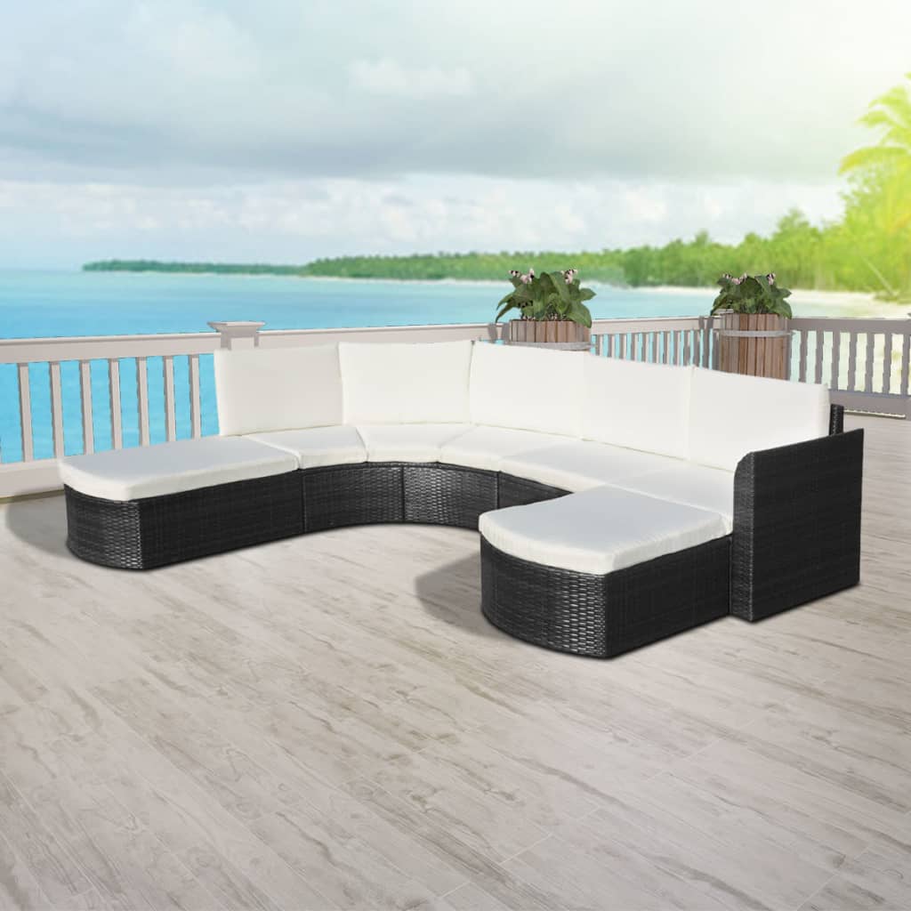 vidaXL Set de muebles de jardín 4 pzas y cojines ratán sintético negro